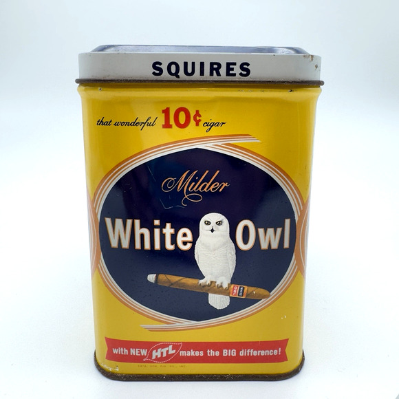 Vintage WHITE OWL SQUIRES Havana Cigars 10¢ Cent Cigar Tobacco Tin Empty Prop - Picture 2 of 16